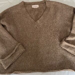 Like New Anthropologie marled tan/brown women’s oversize sweater size XS